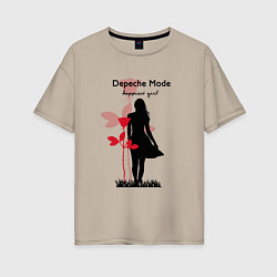 Футболка оверсайз женская Depeche Mode - Happiest Girl Collage, цвет: миндальный