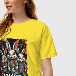 Футболка оверсайз женская Зомби кролики, цвет: желтый — фото 2