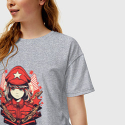 Футболка оверсайз женская СССР вайфу, цвет: меланж — фото 2