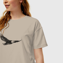 Футболка оверсайз женская Орёл летит, цвет: миндальный — фото 2
