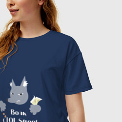 Футболка оверсайз женская Волк с LOL Street, цвет: тёмно-синий — фото 2
