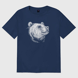 Футболка оверсайз женская Голова весёлого медведя, цвет: тёмно-синий