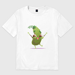 Футболка оверсайз женская Счастливый огурчик, цвет: белый