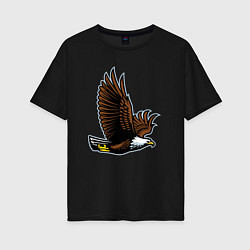 Футболка оверсайз женская Летящий орёл, цвет: черный