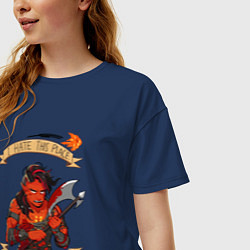 Футболка оверсайз женская Карлах злится - Baldurs Gate 3, цвет: тёмно-синий — фото 2