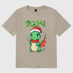 Футболка оверсайз женская Милый дракончик 2024, цвет: миндальный