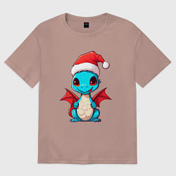 Футболка оверсайз женская Новогодний дракончик, цвет: пыльно-розовый