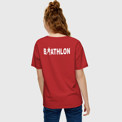 Женская футболка оверсайз Biathlon - снайпер / Красный – фото 4