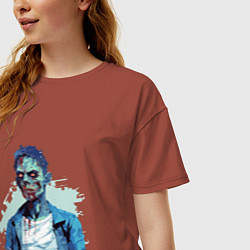 Футболка оверсайз женская Зомби в рубашке, цвет: кирпичный — фото 2