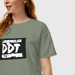 Футболка оверсайз женская ДДТ - логотип, цвет: авокадо — фото 2