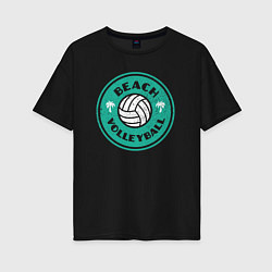 Футболка оверсайз женская Volleyball on the beach, цвет: черный