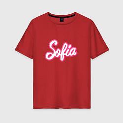 Футболка оверсайз женская София в стиле Барби - объемный шрифт, цвет: красный