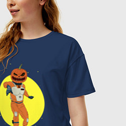 Футболка оверсайз женская Space pumpkin, цвет: тёмно-синий — фото 2