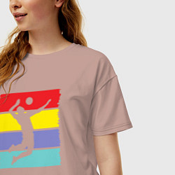 Футболка оверсайз женская Bright volleyball, цвет: пыльно-розовый — фото 2