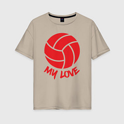 Женская футболка оверсайз Volleyball my love