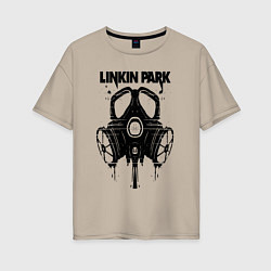 Футболка оверсайз женская Linkin Park - gas mask, цвет: миндальный