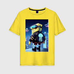 Футболка оверсайз женская Sponge Bob - cyberpunk, цвет: желтый