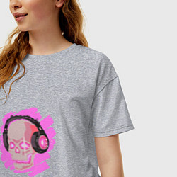 Футболка оверсайз женская Череп меломан, цвет: меланж — фото 2