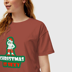 Футболка оверсайз женская Sexy christmas, цвет: кирпичный — фото 2