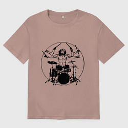 Футболка оверсайз женская Vitruvian six hand drummer, цвет: пыльно-розовый
