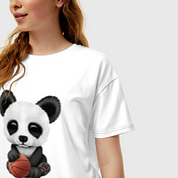 Футболка оверсайз женская Панда баскетболист, цвет: белый — фото 2