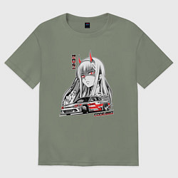 Футболка оверсайз женская Nissan Silvia S15 Drift Zero Two, цвет: авокадо