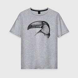Футболка оверсайз женская Голова тукана, цвет: меланж