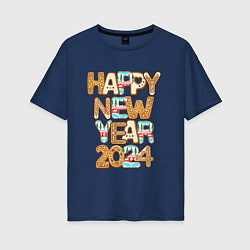 Футболка оверсайз женская С новым годом 2024!, цвет: тёмно-синий