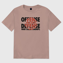 Футболка оверсайз женская Защита выигрывает чемпионаты, цвет: пыльно-розовый