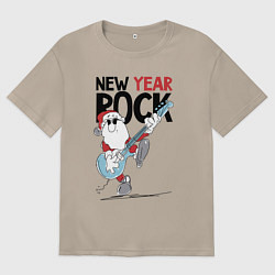 Футболка оверсайз женская New year - rock, цвет: миндальный