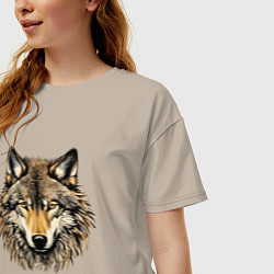 Футболка оверсайз женская Бурый волк, цвет: миндальный — фото 2