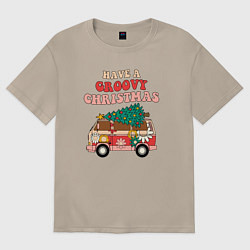 Футболка оверсайз женская Захватывающего Рождества, цвет: миндальный