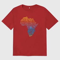 Футболка оверсайз женская Разноцветная зебра, цвет: красный