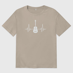 Футболка оверсайз женская Пульс гитарки, цвет: миндальный