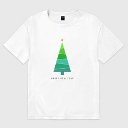 Футболка оверсайз женская New Year abstract tree, цвет: белый