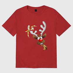 Женская футболка оверсайз Праздничный олень