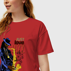 Футболка оверсайз женская Just love jazz, цвет: красный — фото 2