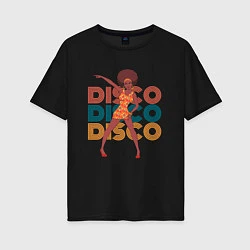 Футболка оверсайз женская Disco girl, цвет: черный