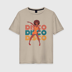 Футболка оверсайз женская Disco girl, цвет: миндальный