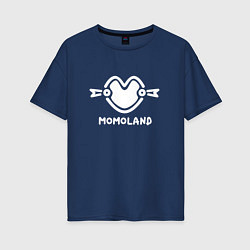 Футболка оверсайз женская Момаленд лого, цвет: тёмно-синий