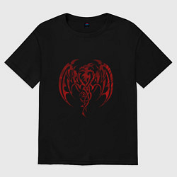 Футболка оверсайз женская Кельтский дракон, цвет: черный