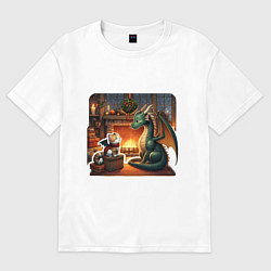 Футболка оверсайз женская New year dragon, цвет: белый