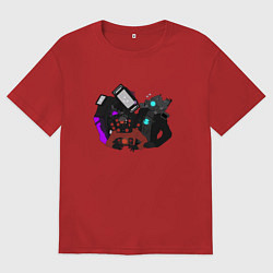 Футболка оверсайз женская Камерамен ТВ мен м Спикермен, цвет: красный