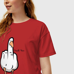 Футболка оверсайз женская Duck you - fuck you, цвет: красный — фото 2