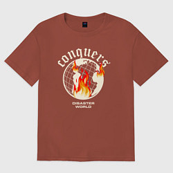 Футболка оверсайз женская Conquers disaster world, цвет: кирпичный