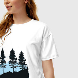Футболка оверсайз женская Графика деревья в горах, цвет: белый — фото 2
