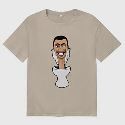 Футболка оверсайз женская Skibidi Toilet mad, цвет: миндальный