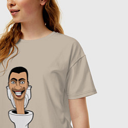 Футболка оверсайз женская Skibidi Toilet mad, цвет: миндальный — фото 2