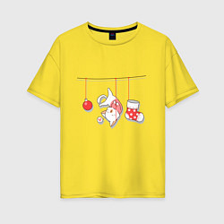 Футболка оверсайз женская Котик-подарок, цвет: желтый