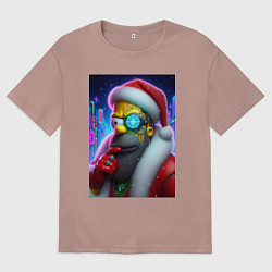 Футболка оверсайз женская Simpson Claus - cyberpunk, цвет: пыльно-розовый